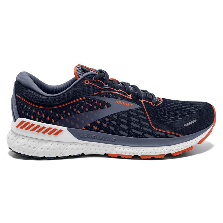 Brooks Men's Adrenaline GTS 21 Road Running Shoes - Navy/Red Clay/Gray (EOTZ51709)